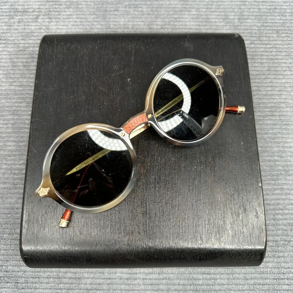 PAEO Los Angeles Mulholland 62 Round Horn Sunglasses Brown Gold 47-22-140